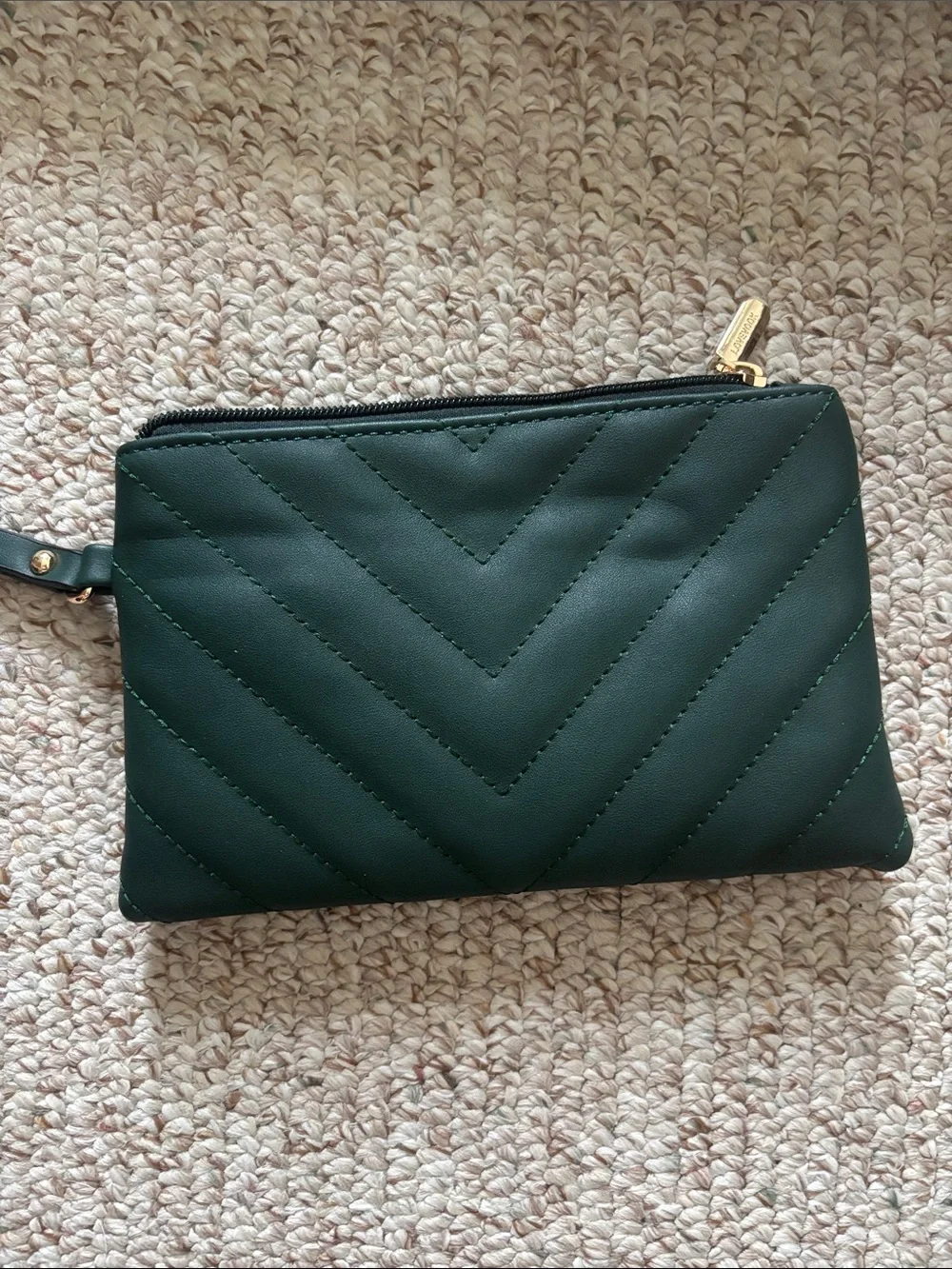LOVEVOOK 2-Piece Quilted Faux Leather Laptop Tote & Wristlet Set – Dark Green